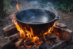 Как прокалить чугунный казан на открытом огне костра