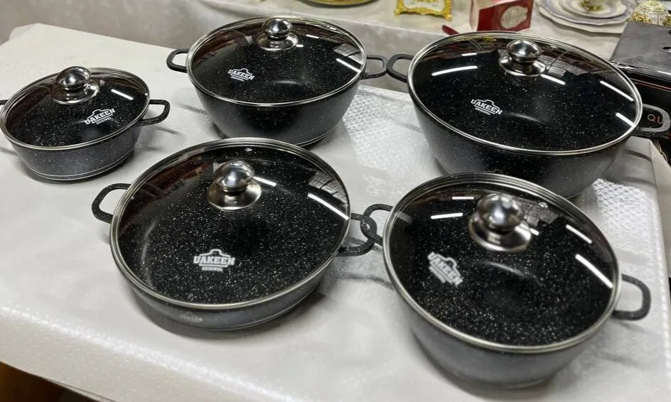 Кастрюли Uakeen с гранитным покрытием в разных размерах