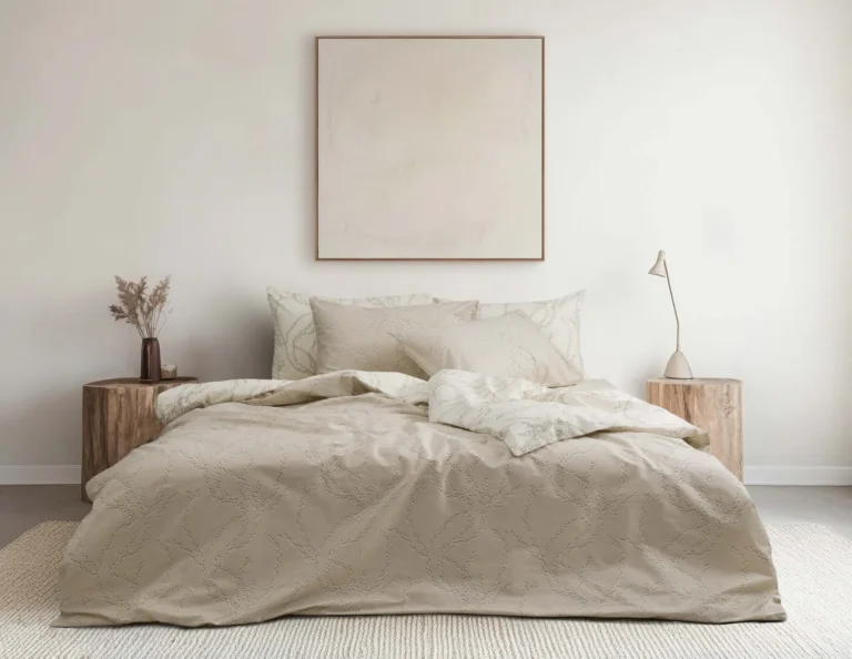 Комплект постельного белья из гипоаллергенной микрофибры на кровати