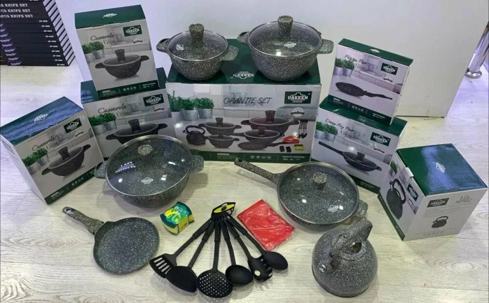 Набор посуды Uakeen с гранитным покрытием - кастрюли и сковороды PFOA-free
