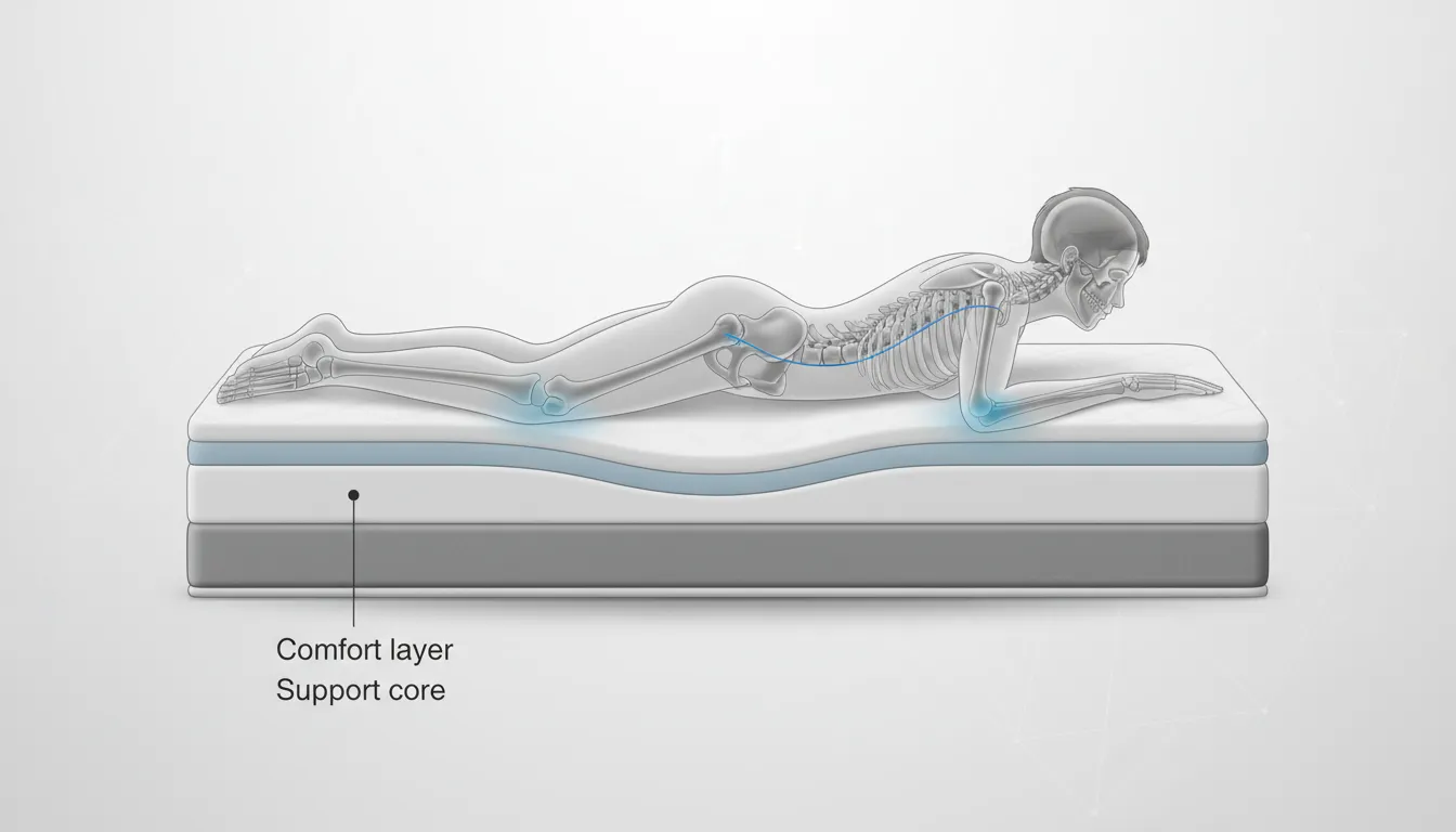 Нейтральное положение позвоночника на матрасе средней жесткости при боли в спине