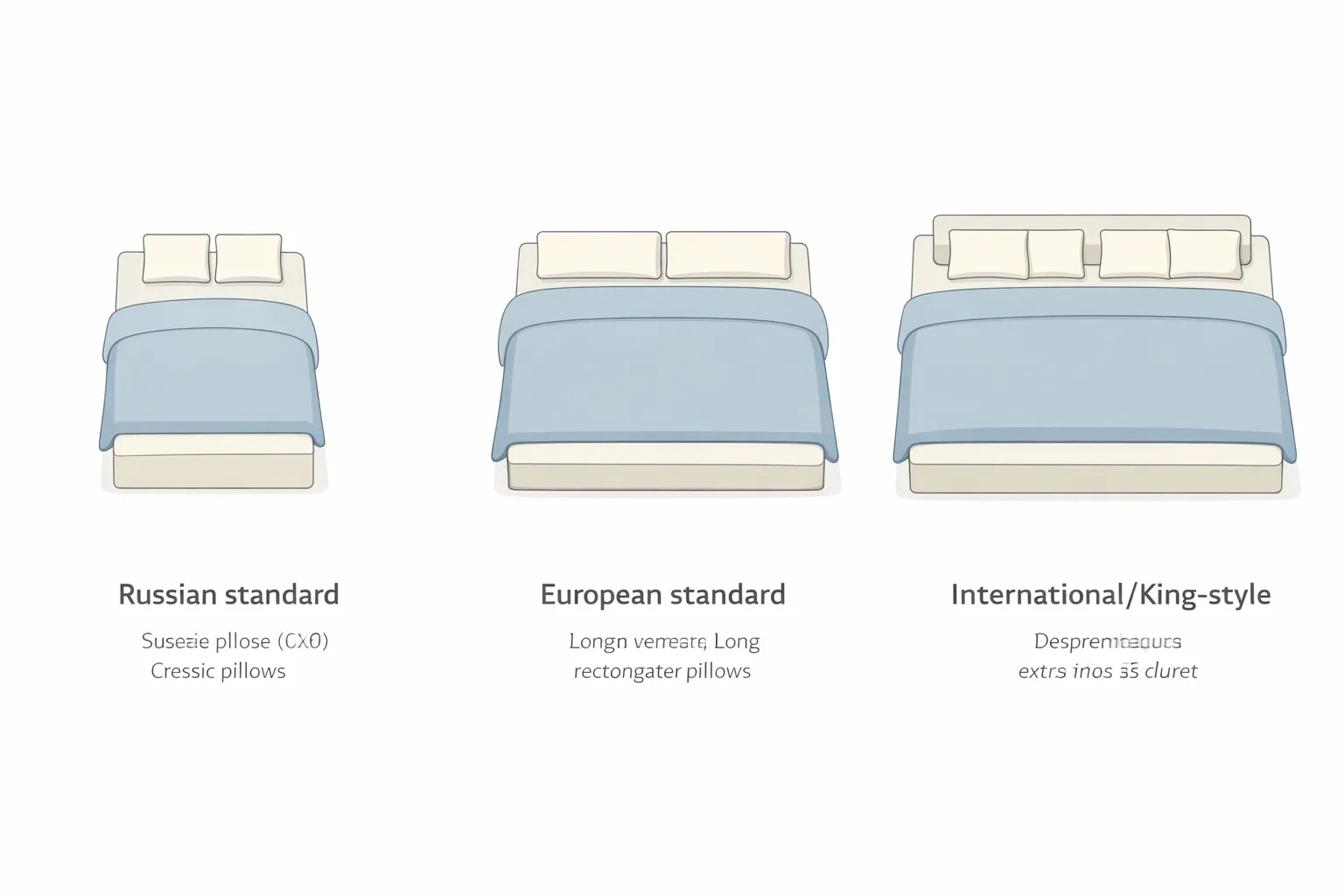 Сравнение стандартов размеров постельного белья в России, Европе и на международном рынке