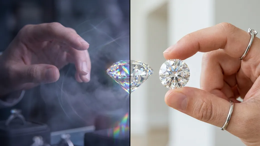 муассанит сравнение с алмазом визуальный эффект украшение крупным планом
