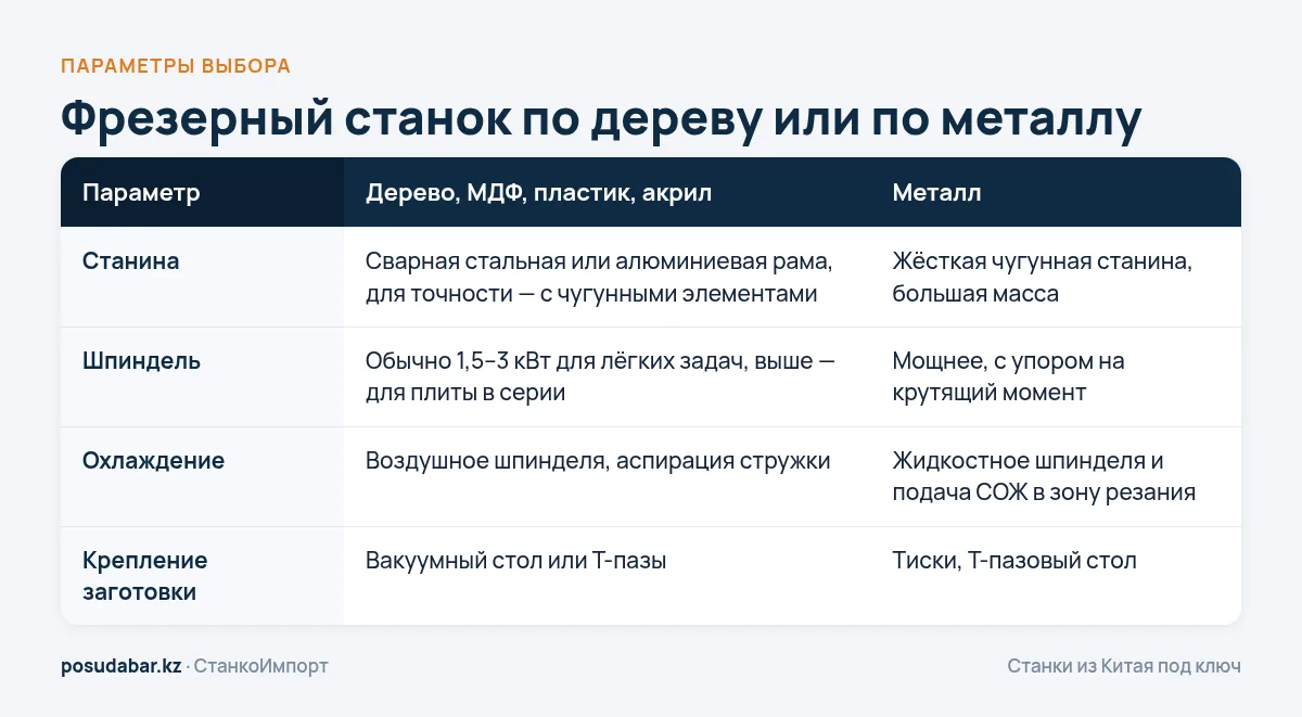 Фрезерный станок по дереву или по металлу: станина, шпиндель, охлаждение, крепление